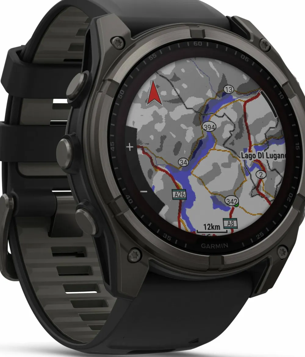 Garmin Fenix 8 Solar 51mm, Sapphire Solar Carbon Gray DLC Titanium - Black/Pebble Grey Silicone Strap Sale