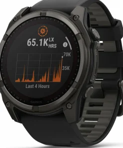 Garmin Fenix 8 Solar 51mm, Sapphire Solar Carbon Gray DLC Titanium - Black/Pebble Grey Silicone Strap Sale