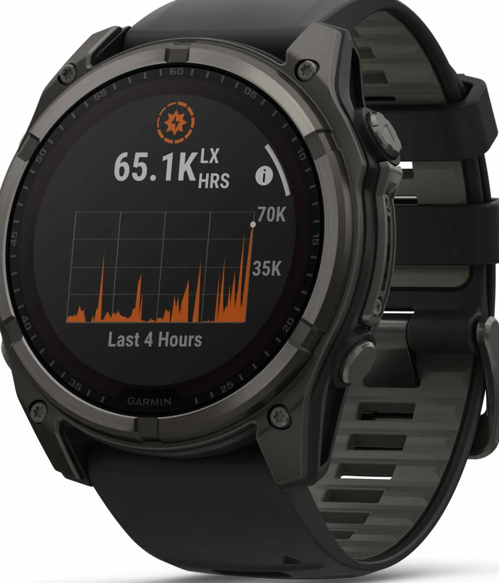 Garmin Fenix 8 Solar 51mm, Sapphire Solar Carbon Gray DLC Titanium - Black/Pebble Grey Silicone Strap Sale