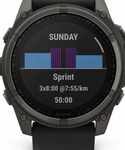 Garmin Fenix 8 Solar 51mm, Sapphire Solar Carbon Gray DLC Titanium - Black/Pebble Grey Silicone Strap Sale