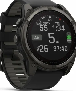 Garmin Fenix 8 Solar 51mm, Sapphire Solar Carbon Gray DLC Titanium - Black/Pebble Grey Silicone Strap Sale