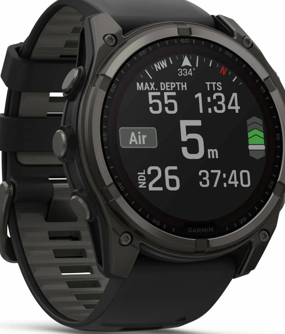 Garmin Fenix 8 Solar 51mm, Sapphire Solar Carbon Gray DLC Titanium - Black/Pebble Grey Silicone Strap Sale
