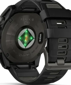 Garmin Fenix 8 Solar 51mm, Sapphire Solar Carbon Gray DLC Titanium - Black/Pebble Grey Silicone Strap Sale