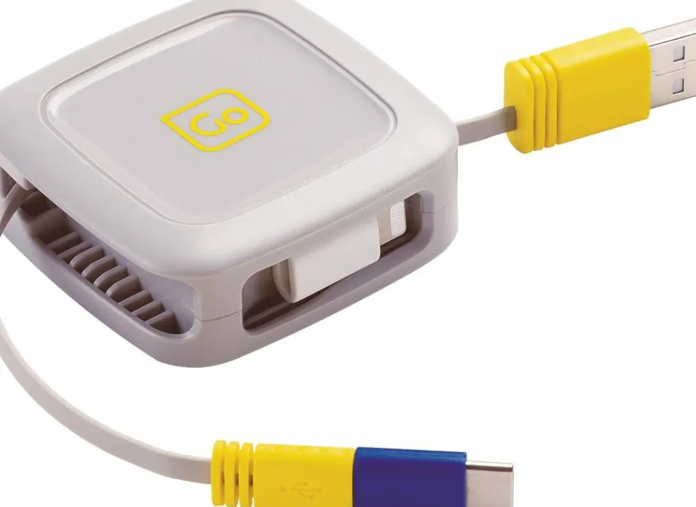 Go Travel 3 In 1 Retractable Connector Cable (1 m) White Sale