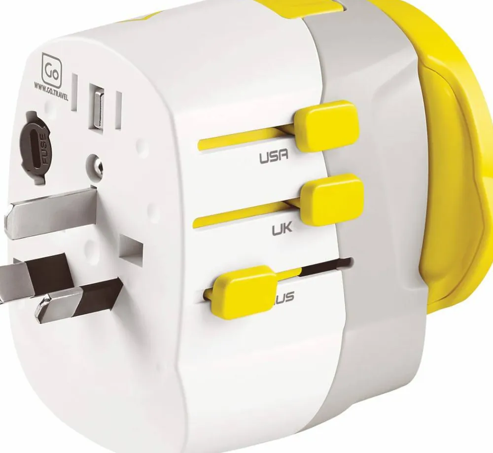 Hot Worldwide Adaptor + Twin USB-A Elektronik