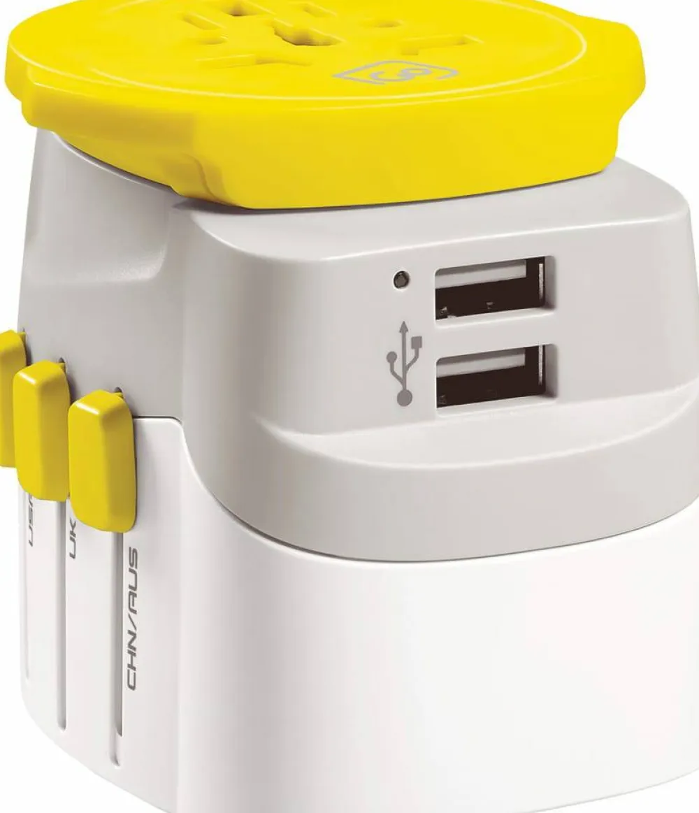 Hot Worldwide Adaptor + Twin USB-A Elektronik