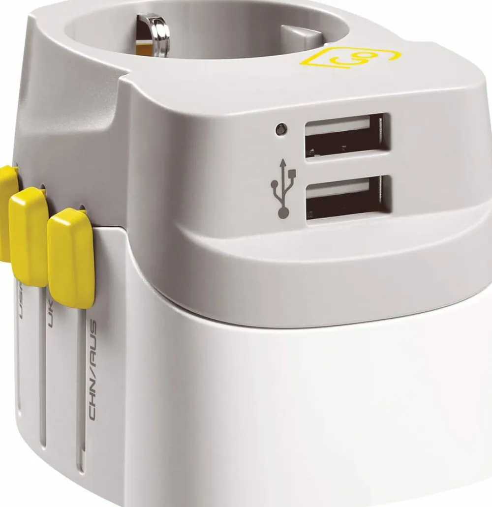 Hot Worldwide Adaptor + Twin USB-A Elektronik