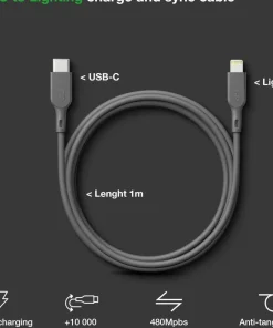 GP Batterier GP Essential Cable USB-C To Lightning 1m Grey