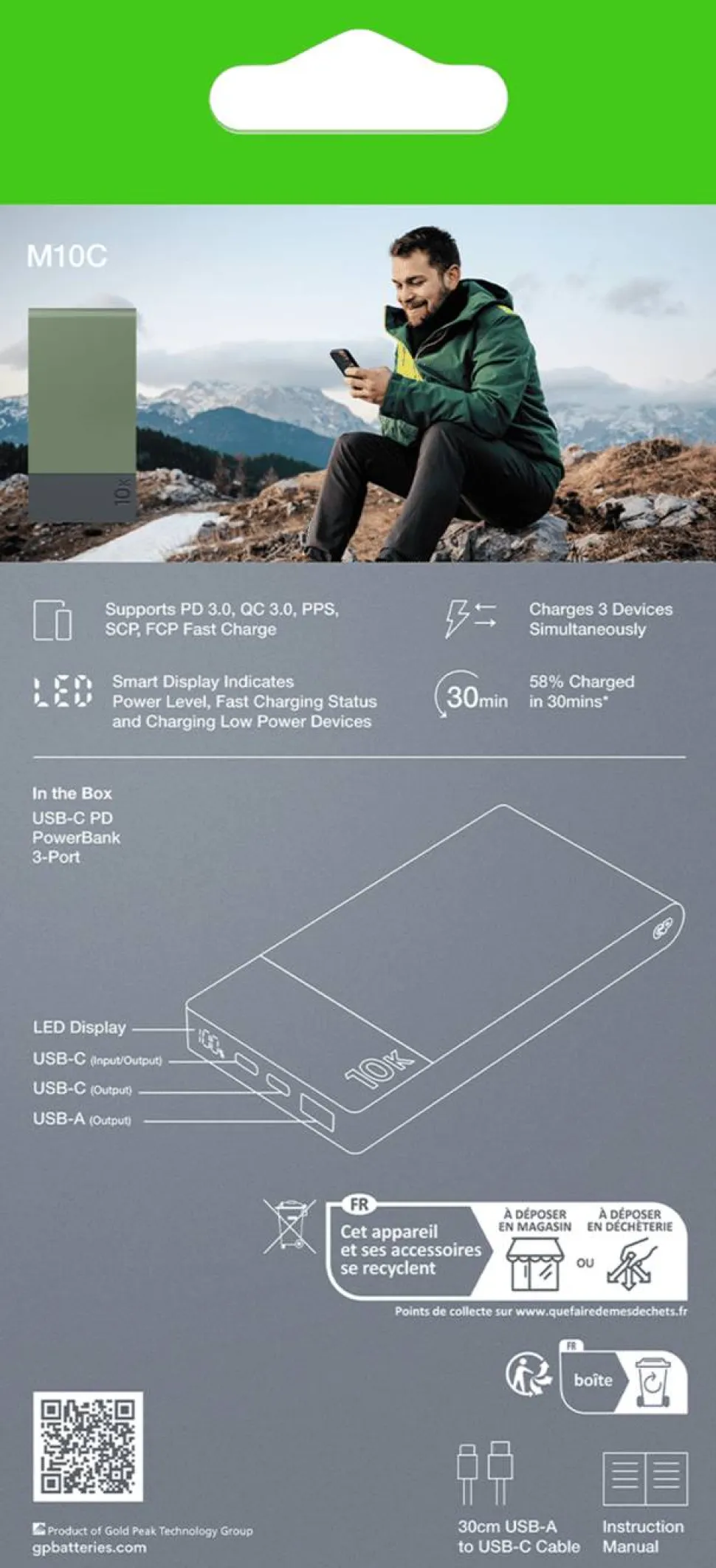 GP Batterier Powerbank M2+ 10000 mAh Green