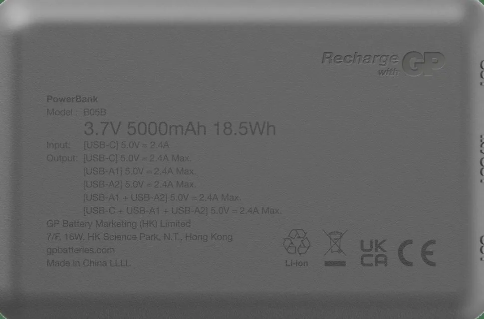 GP Batterier Powerbank Plus 5000 mAh Black