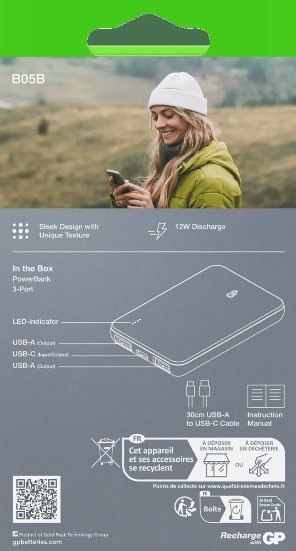 GP Batterier Powerbank Plus 5000 mAh Black