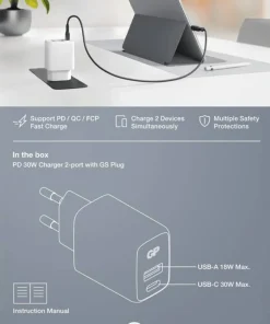 GP Batterier USB Wall Charger PD 30W White