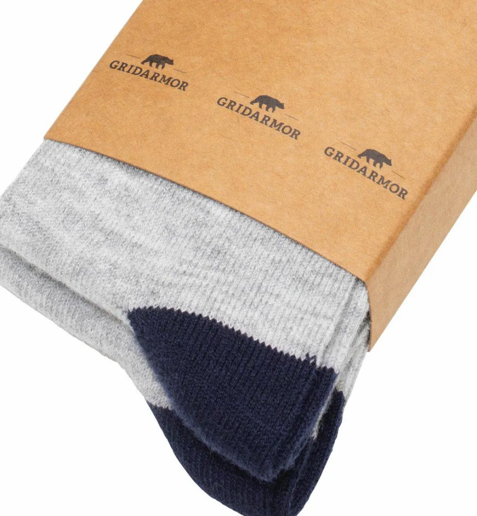 Gridarmor Juniors' Heritage Merino Socks 2p Light Grey/Dk Navy/White