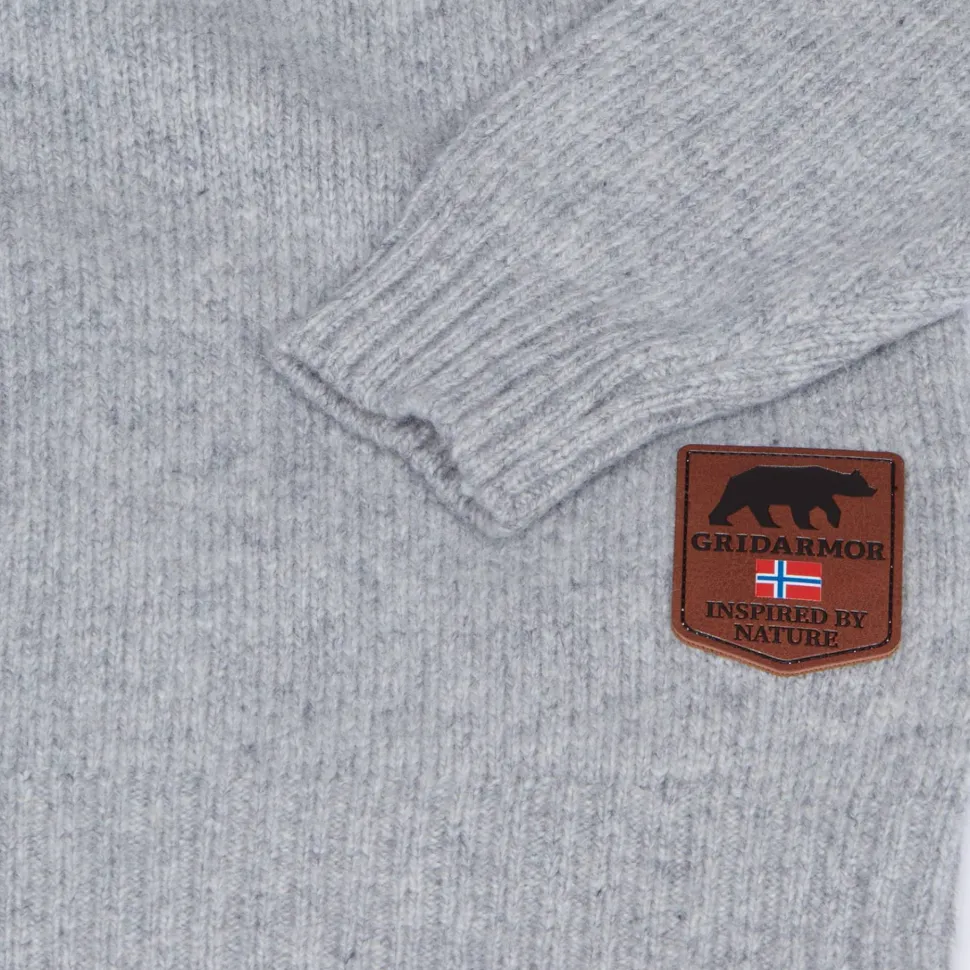 Gridarmor Kids' Snøkrystall Round Neck Ullgenser Light Grey/Dark Navy/White