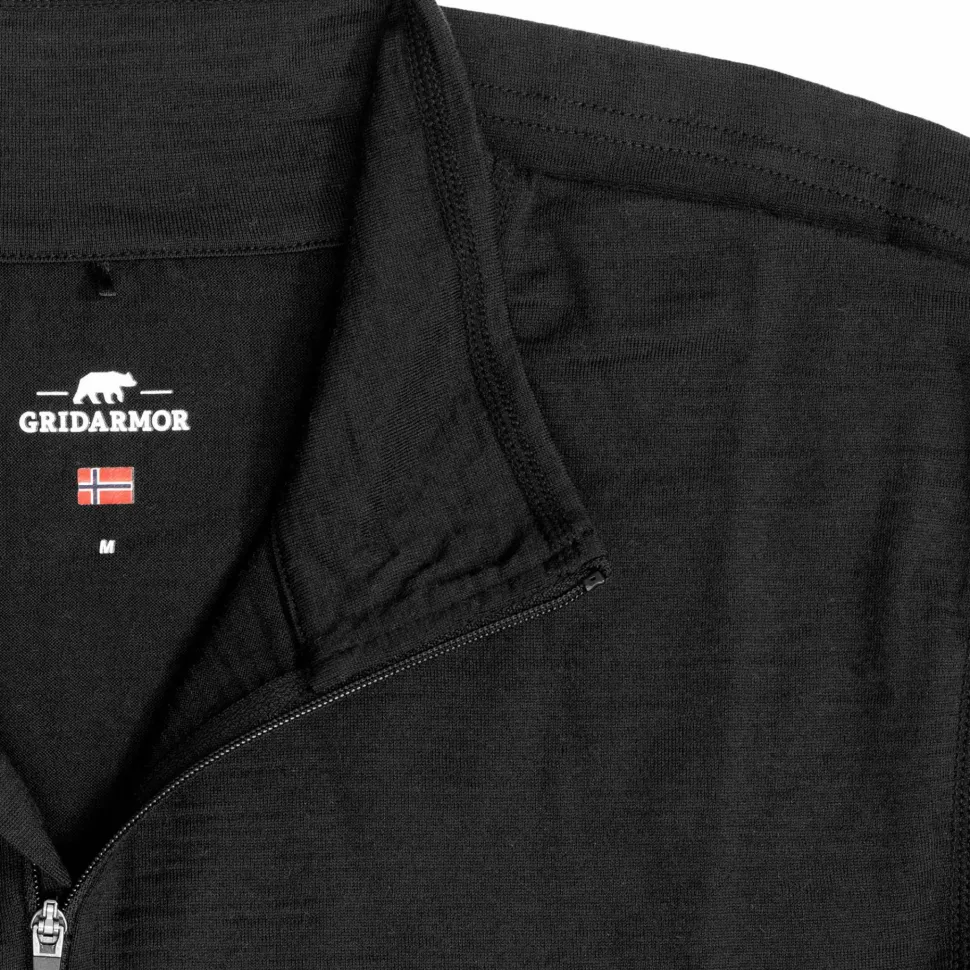 Gridarmor Men's Merino Undertøy Zip Top Black Beauty