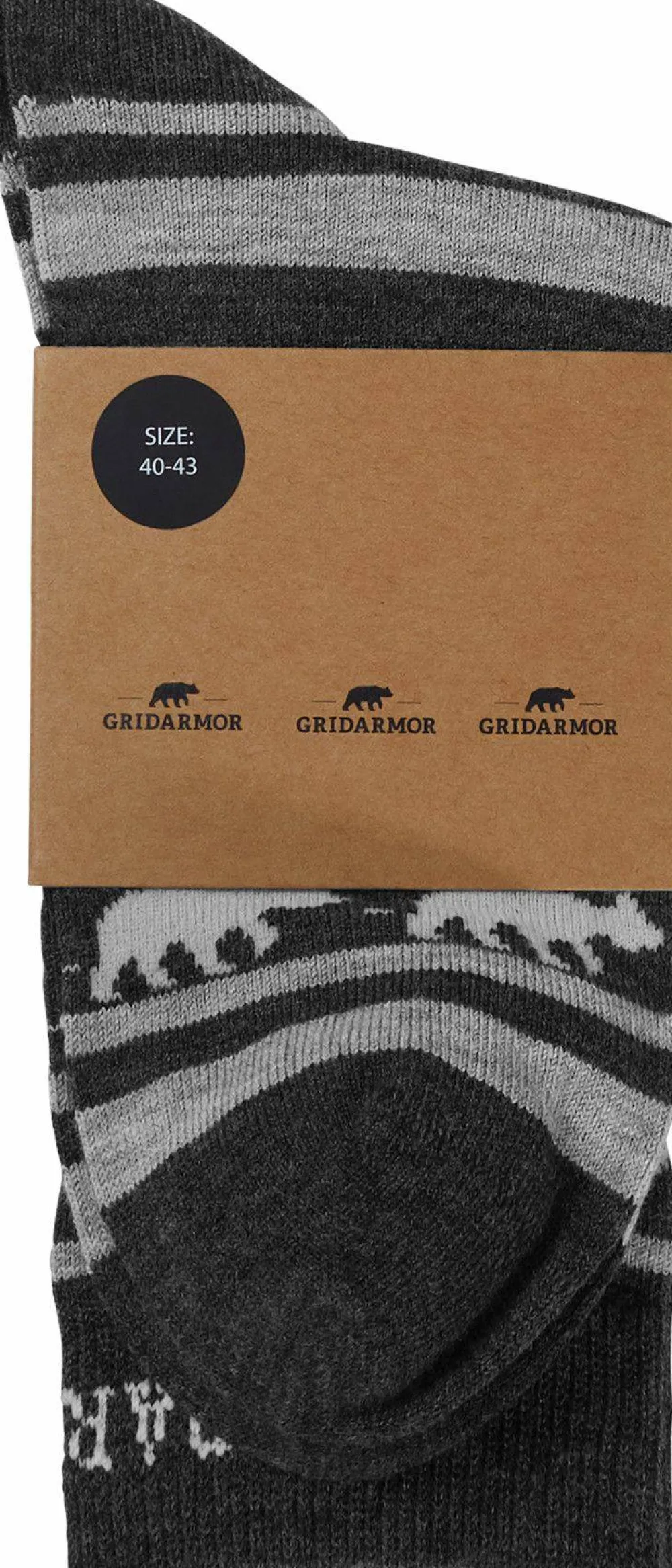 Gridarmor Striped Bear Merino Socks Dark Grey Melange Outlet