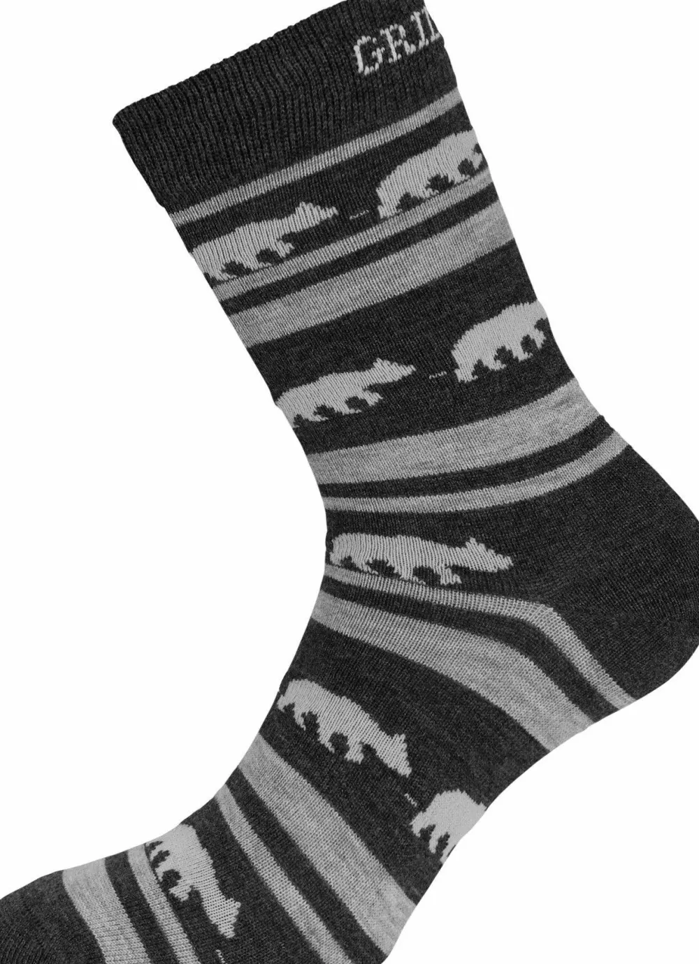 Gridarmor Striped Bear Merino Socks Dark Grey Melange Outlet