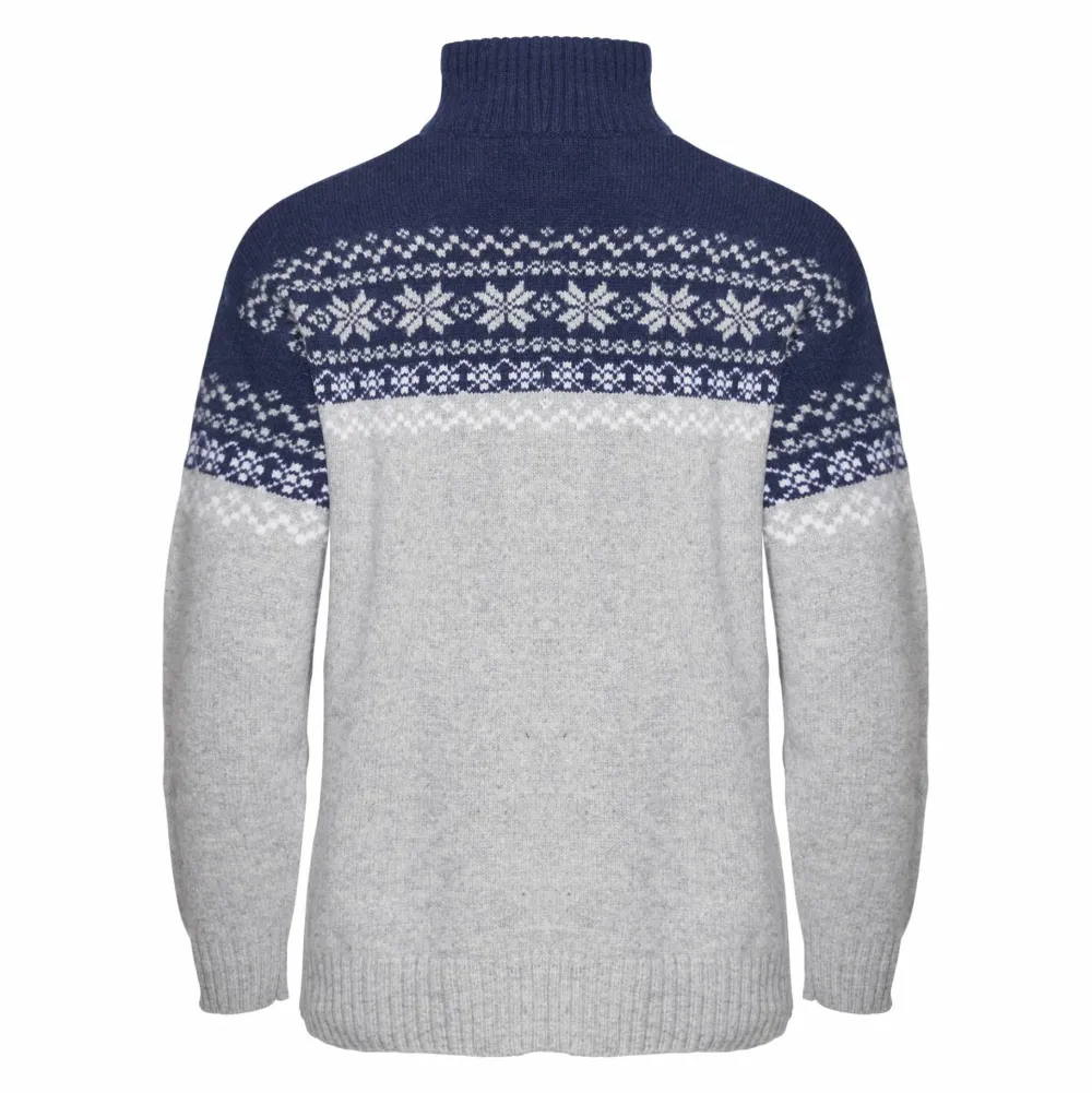 Best Women's Snøkrystall Half Zip Ullgenser Light Grey/Dark Navy/White Damtröjor & Skjortor