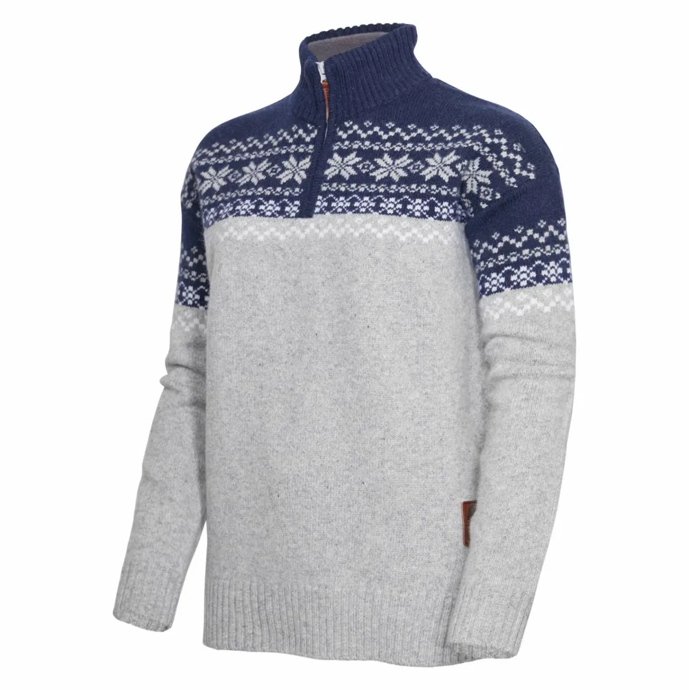 Best Women's Snøkrystall Half Zip Ullgenser Light Grey/Dark Navy/White Damtröjor & Skjortor