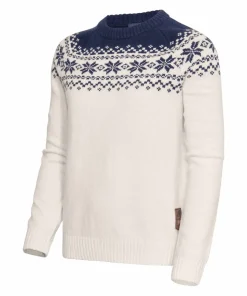 Gridarmor Women’s Snøkrystall Round Neck Ullgenser White/Dark Navy White/Dk. Navy New
