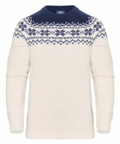 Gridarmor Women’s Snøkrystall Round Neck Ullgenser White/Dark Navy White/Dk. Navy New