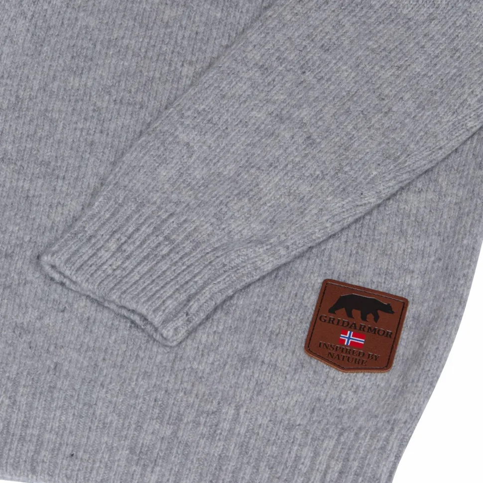 Gridarmor Women’s Snøkrystall Round Neck Ullgenser Light Grey/Dark Navy/White
