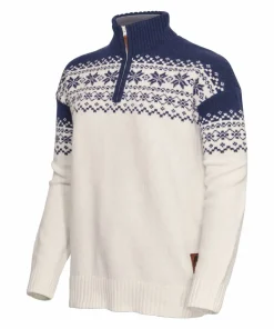 Gridarmor Women's Snøkrystall Half Zip Ullgenser White/Dark Navy