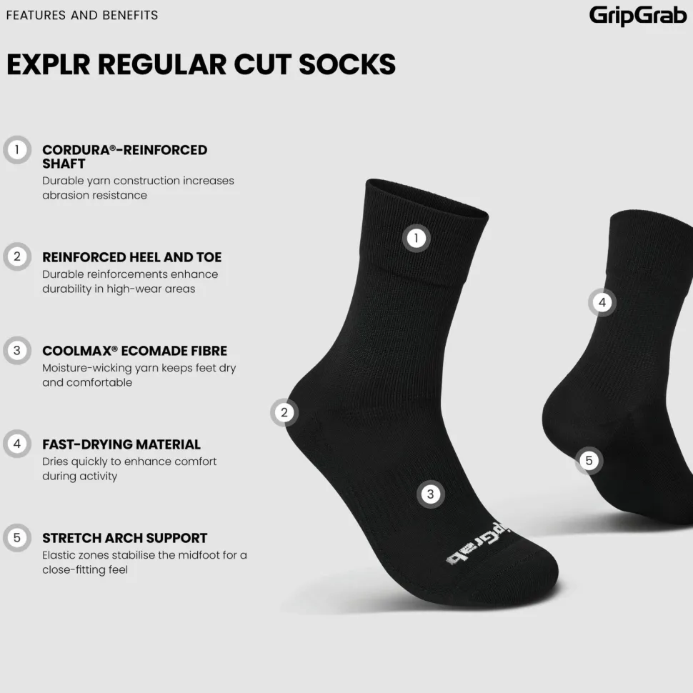 Gripgrab EXPLR Regular Cut Socks Black
