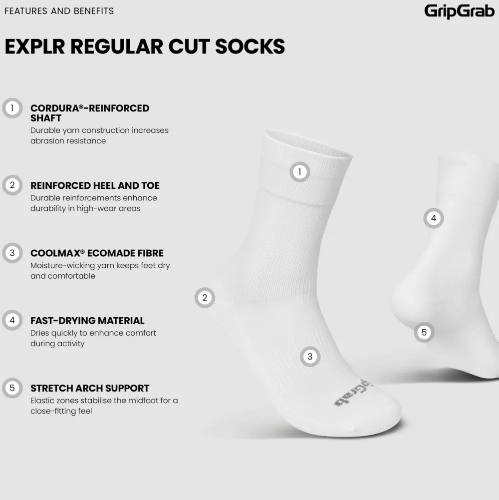 Gripgrab EXPLR Regular Cut Socks White Clearance