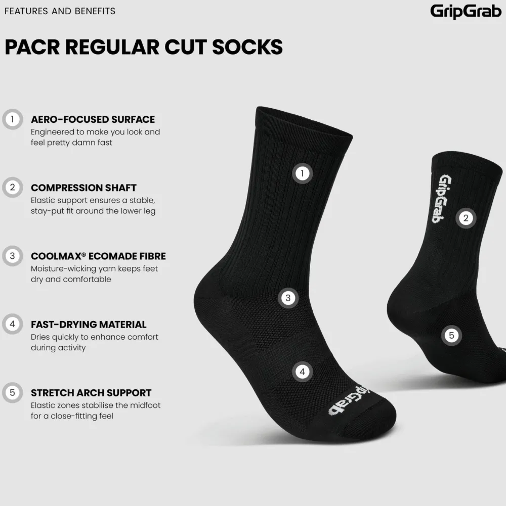 Gripgrab PACR Regular Cut Socks Black New