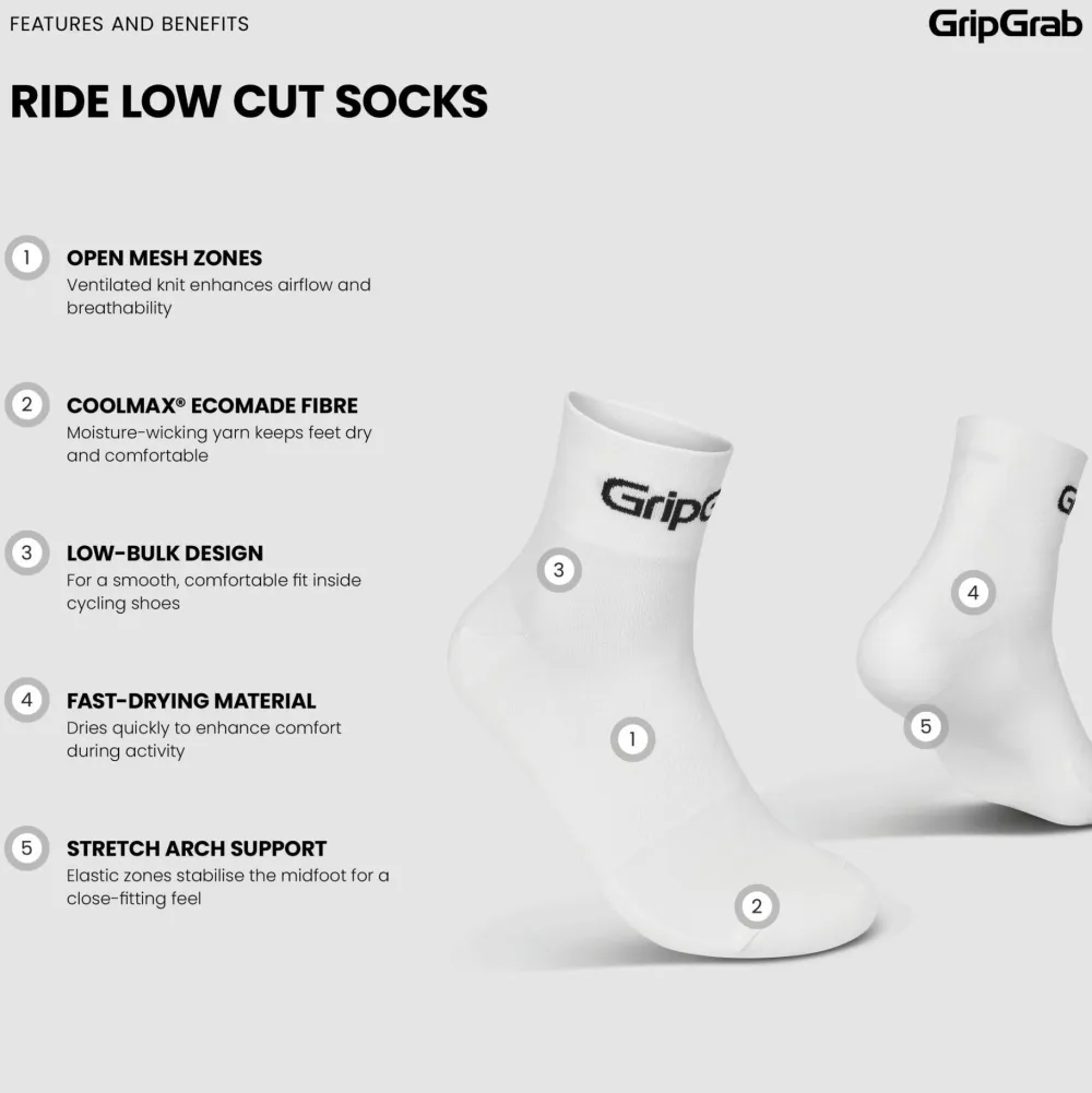 Gripgrab RIDE Low Cut Socks 3-Pack White Discount