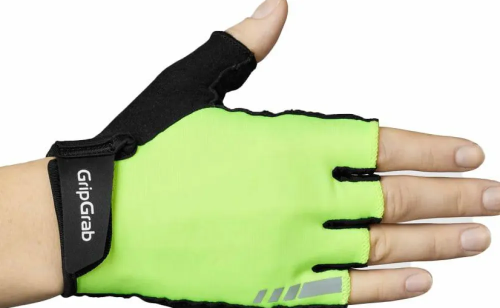 Gripgrab Ride Padded Short Finger Summer Gloves Yellow Hi-Vis New