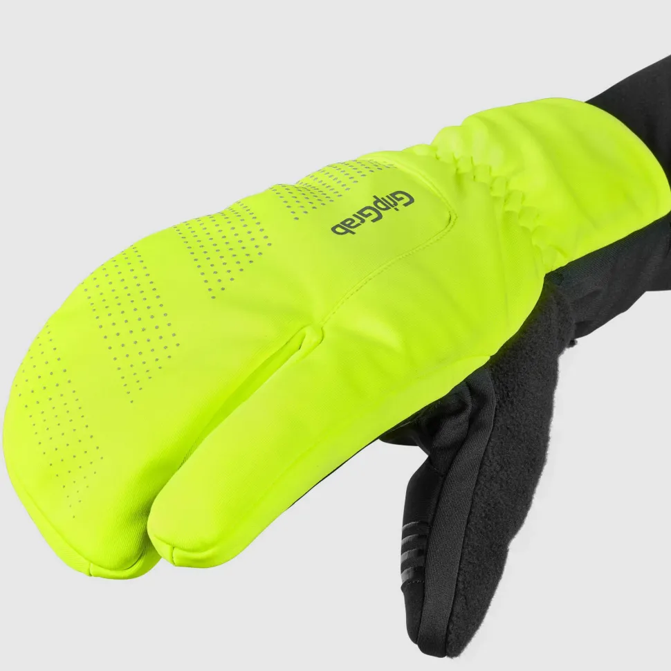 Gripgrab Ride Windproof Deep Winter Lobster Gloves Yellow Hi-Vis