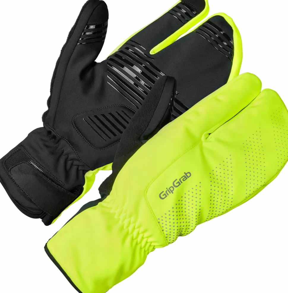 Gripgrab Ride Windproof Deep Winter Lobster Gloves Yellow Hi-Vis