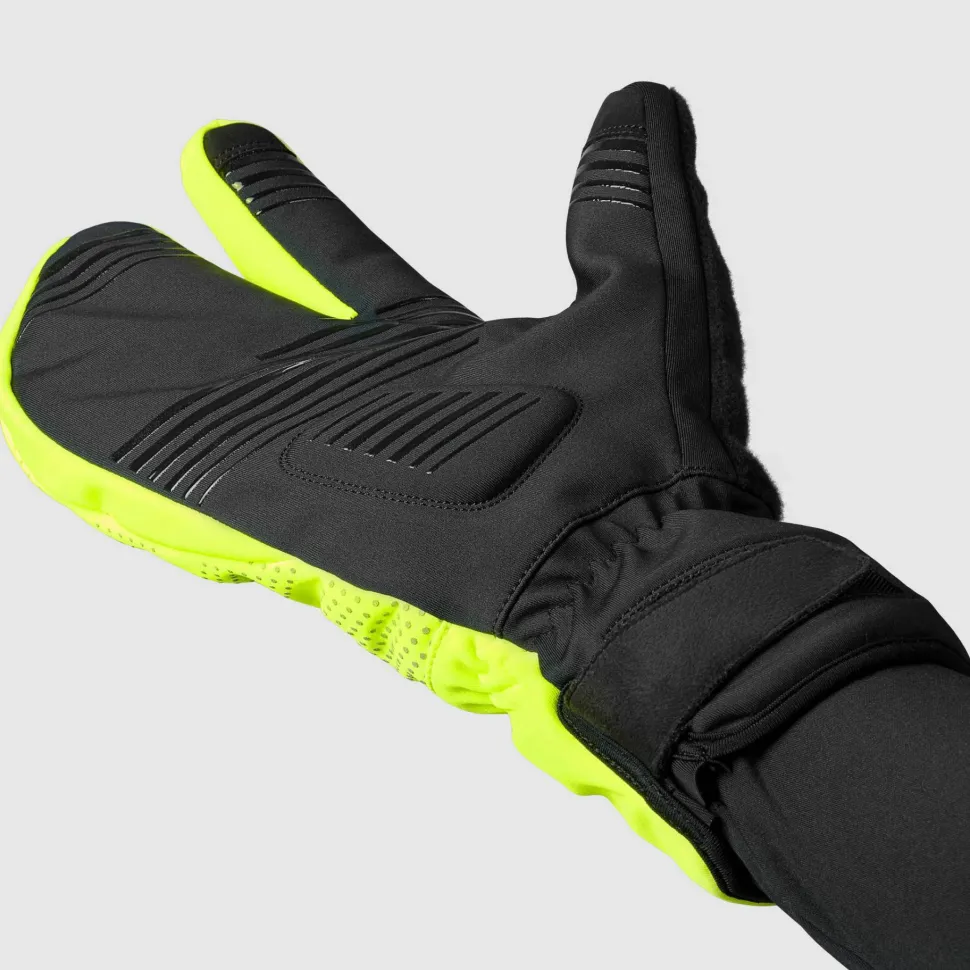 Gripgrab Ride Windproof Deep Winter Lobster Gloves Yellow Hi-Vis