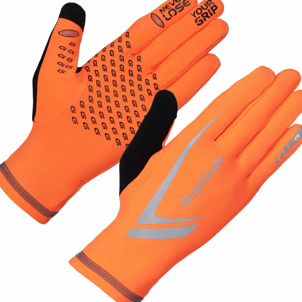 Gripgrab Running Expert Hi-Vis Touchscreen Winter Gloves Orange Hi-Vis