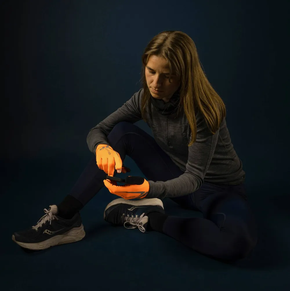 Gripgrab Running Expert Hi-Vis Touchscreen Winter Gloves Orange Hi-Vis