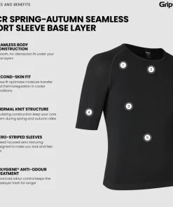 Online Unisex PACR Spring-Autumn Seamless Short Sleeve Base Layer Underställ Herr|Cykling