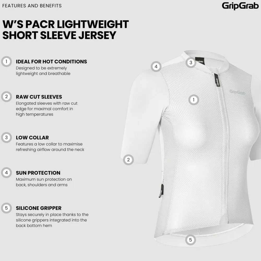 Gripgrab Women's PACR Lightweight Short Sleeve Jersey White