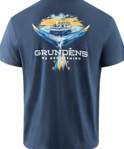 Grundéns Men's Tuna Tailscape Ss T-Shirt Blue Clearance
