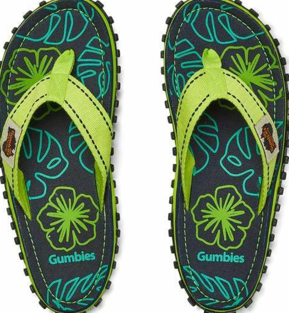 Gumbies Unisex Islander Lime Hibiscus Clearance