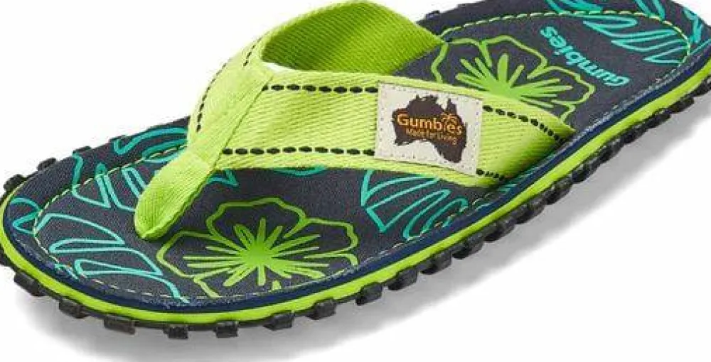 Gumbies Unisex Islander Lime Hibiscus Clearance