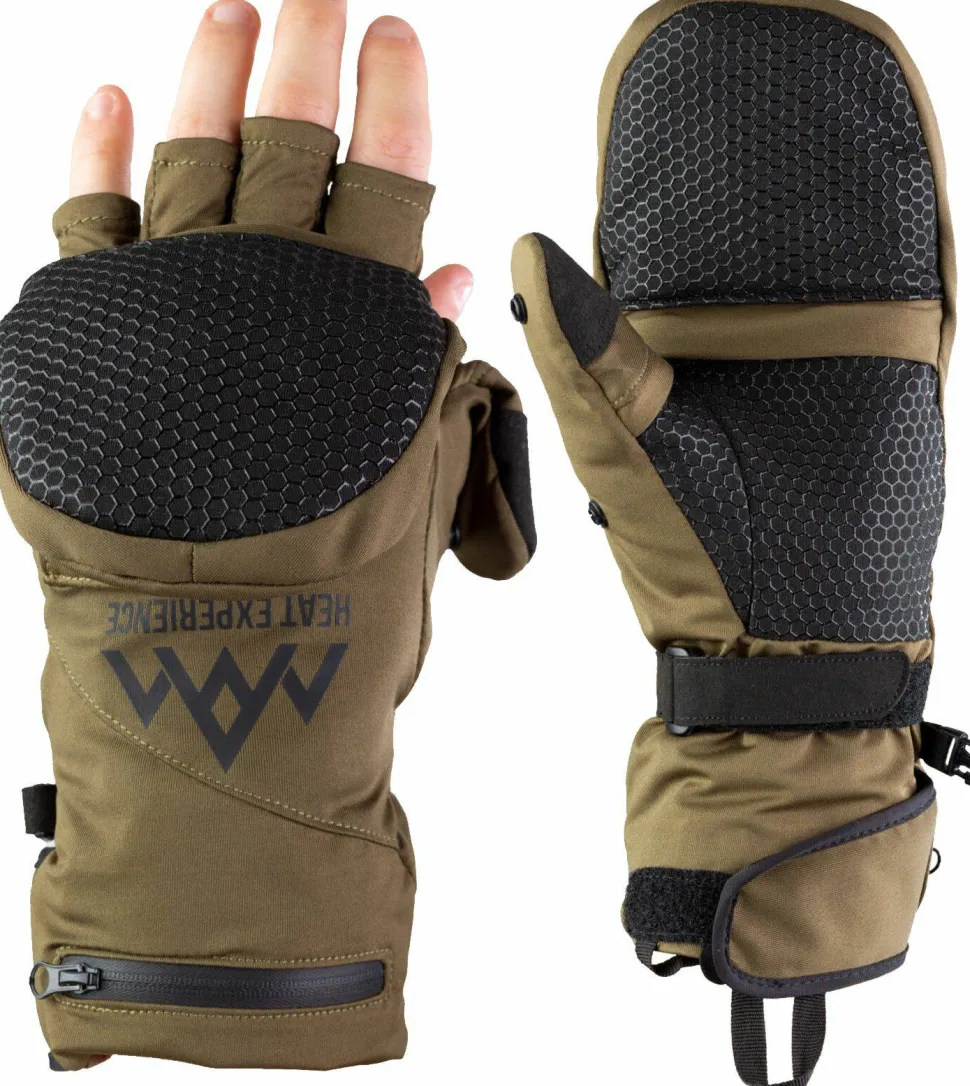 Heat Experience Heated Hunt Pullover Mittens Green/Black