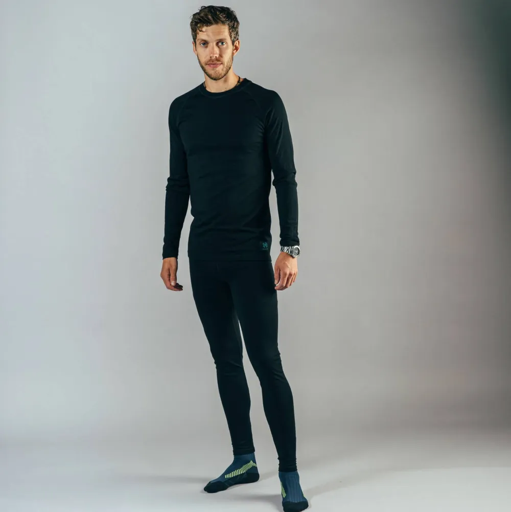 Hellner Men's Wool Warm Base Layer Long Sleeve Black Beauty Hot