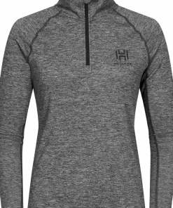 Hellner Women's Nunis Halfzip Long Sleeve Tee Black Beauty melange Clearance