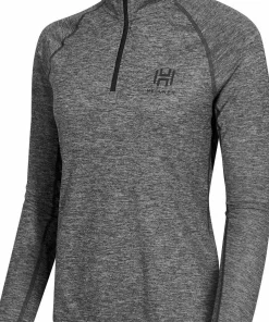Hellner Women's Nunis Halfzip Long Sleeve Tee Black Beauty melange Clearance