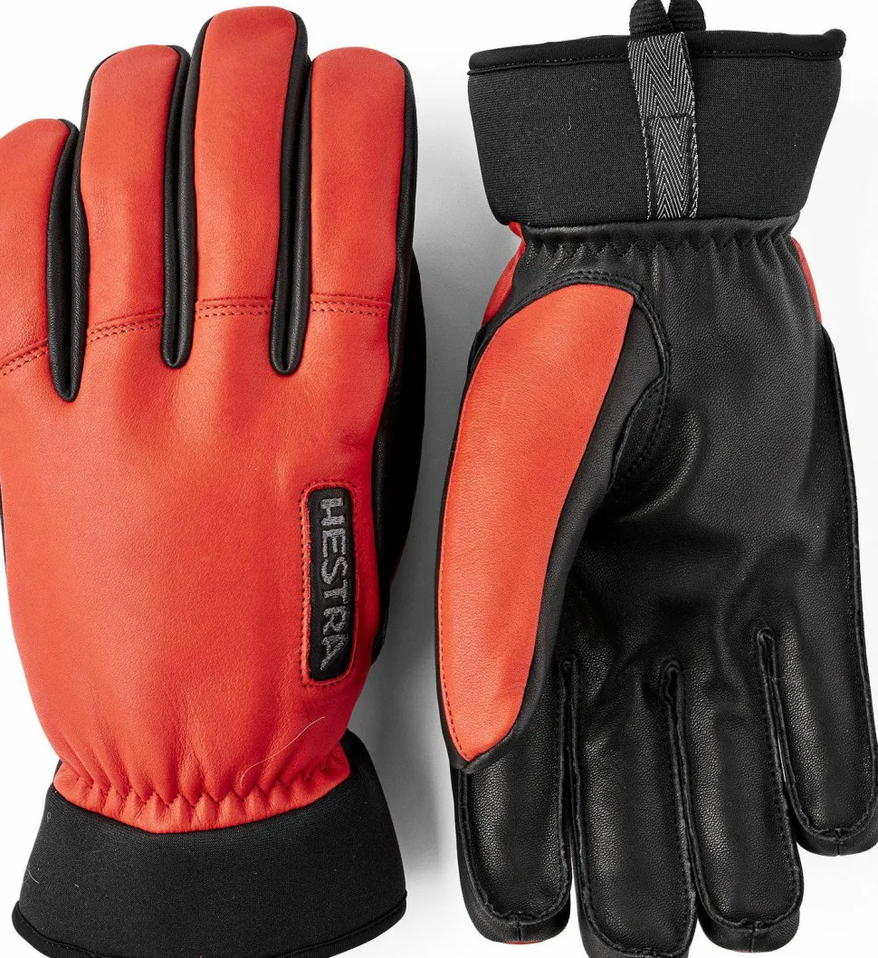 Hestra Army Leather Wool Terry 5-Finger Flame Red