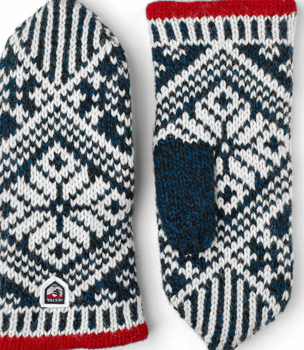 Hestra Nordic Wool Mitt Middle Blue/White Mellanblå/Offwhite Online