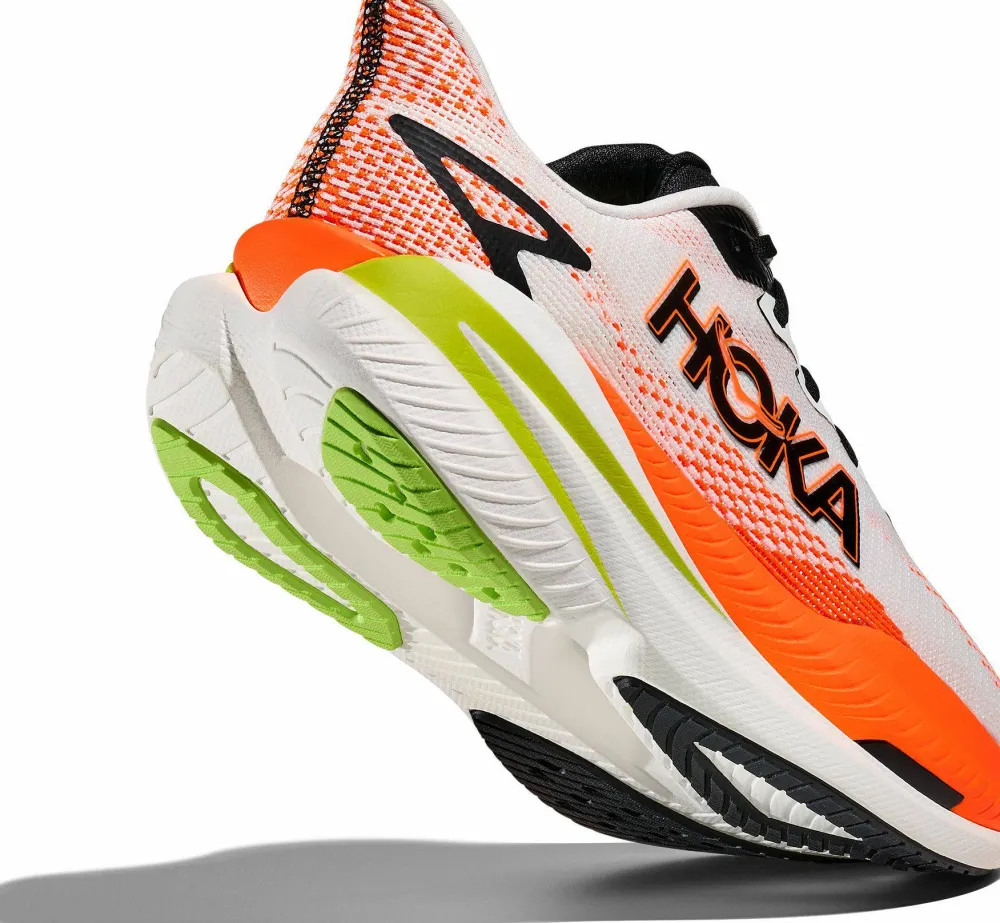 Hoka Men's Mach X 3 White/Neon Tangerine Outlet