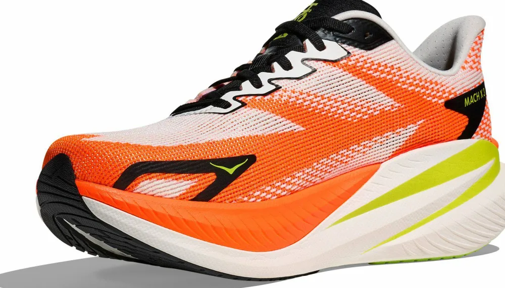 Hoka Men's Mach X 3 White/Neon Tangerine Outlet